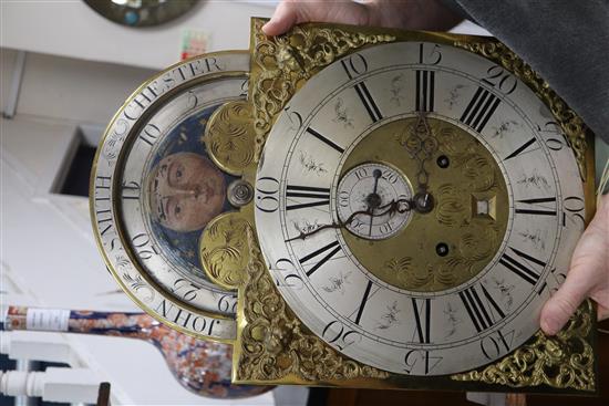 An 18th century oak 8 day longcase clock, with moonphase dial by John Smith, Chester H.approx. 225cm